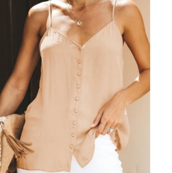 1 LEFT! ~ Sz. LG. ☆"Aubri" Nude button-up cami - Picture 4 of 5